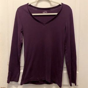 J. Crew Perfect Fit Long Sleeve T-Shirt in Purple